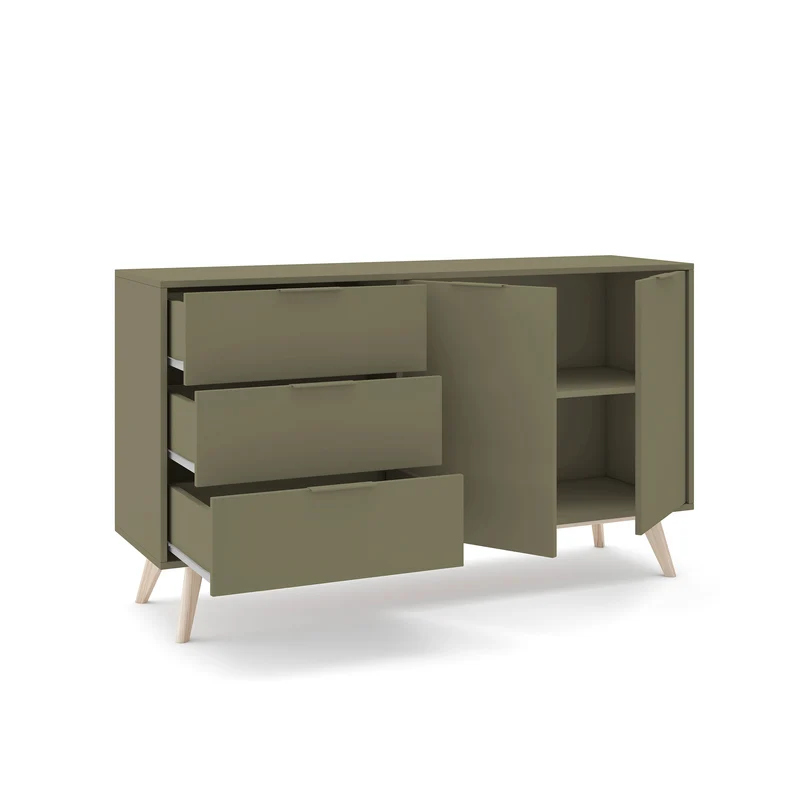 Madia 2 ante 3 cassetti in legno di pino Lith 140x81 cm