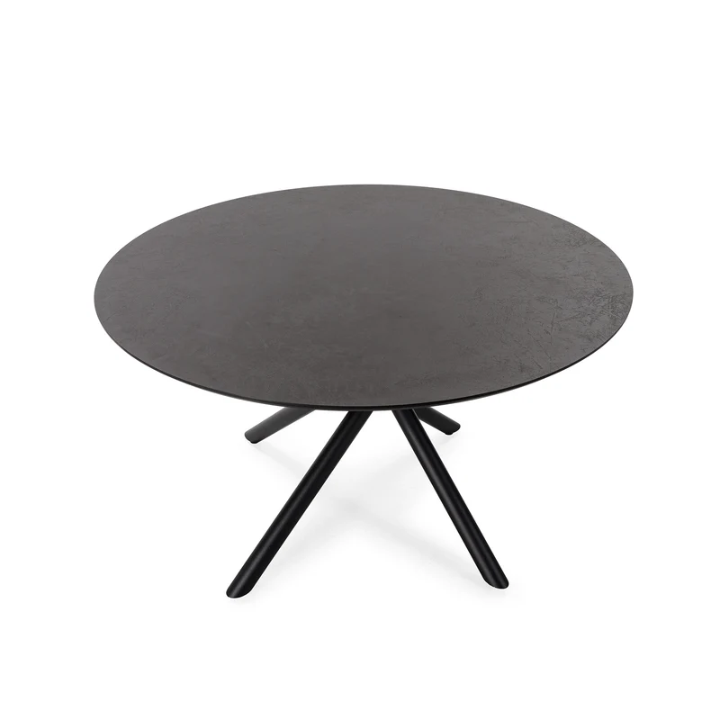 Tavolo rotondo con gamba in metallo nero Hugo 76x120 cm