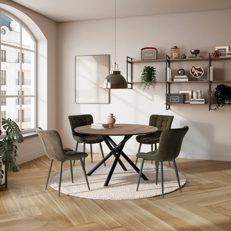 Tavolo rotondo con gamba in metallo nero Hugo 76x120 cm