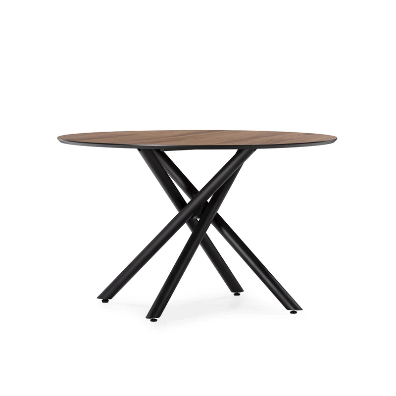 Tavolo rotondo con gamba in metallo nero Hugo 76x120 cm