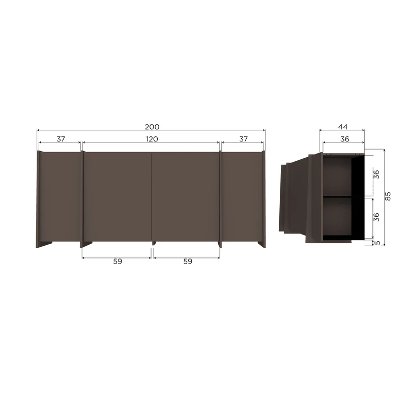Madia 4 ante in legno di frassino Aske 200x85 cm