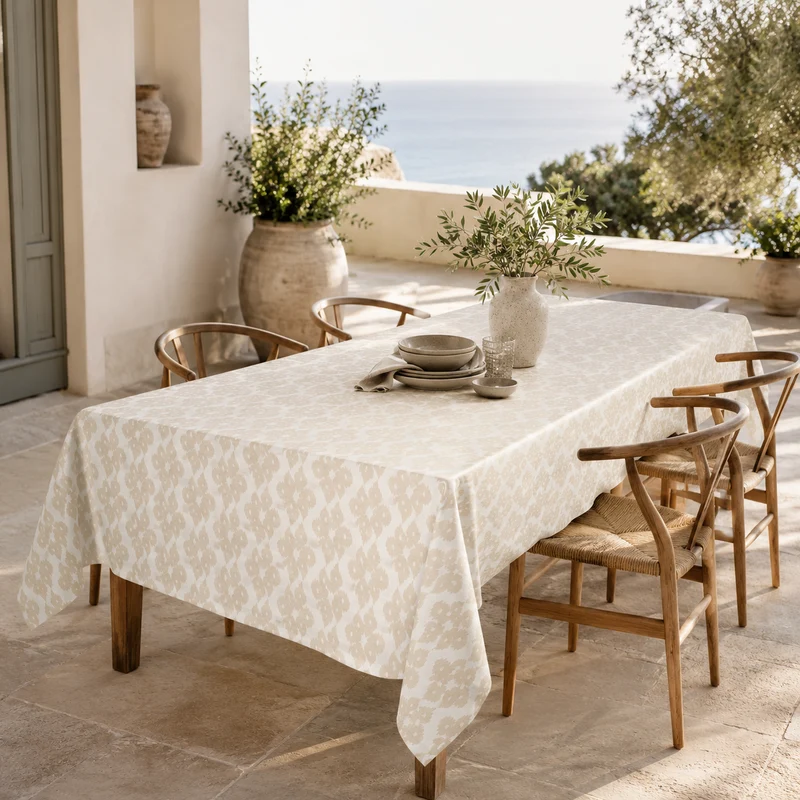 Tovaglia fantasia geometrica beige 140x240 cm – Shanti