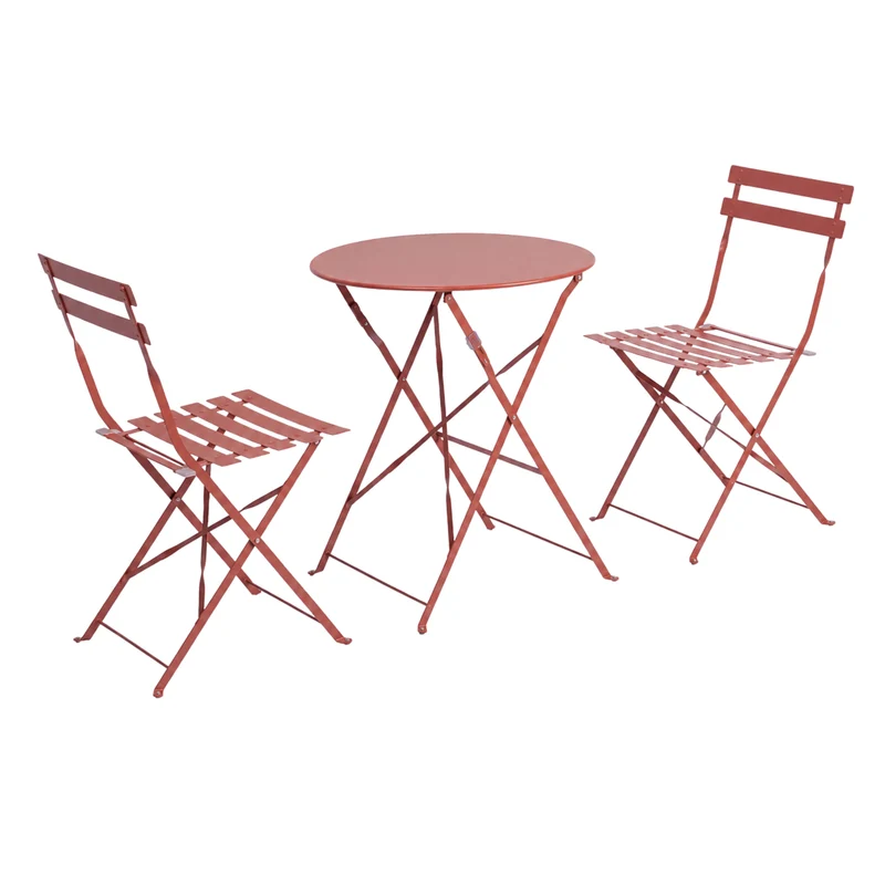 Set bistrot da giardino pieghevole in acciaio color terracotta – Austin