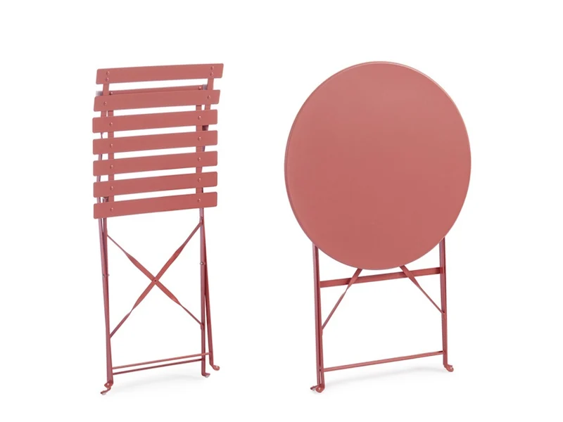 Set bistrot da giardino pieghevole in acciaio color terracotta – Austin