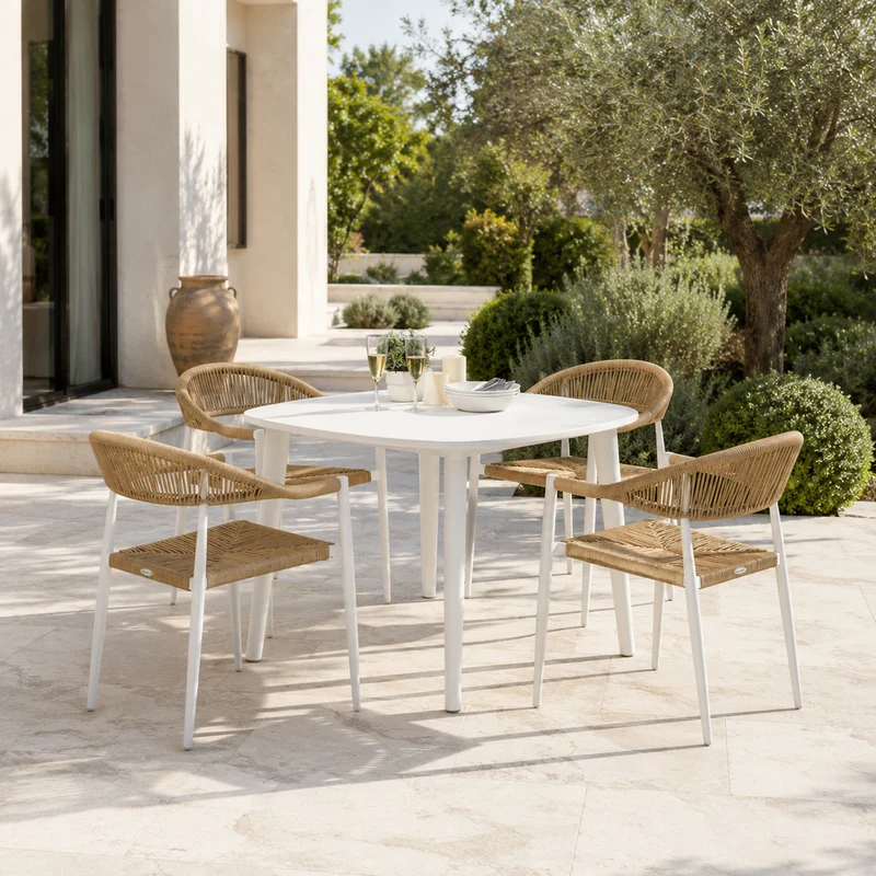 Tavolo da giardino in alluminio con base ai bordi – Graffe 90 quadrato