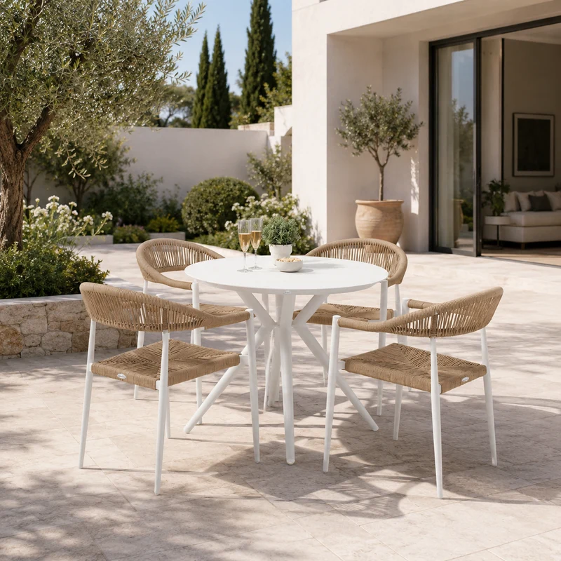 Tavolo da giardino in alluminio con base a stella – Graffe 90 rotondo