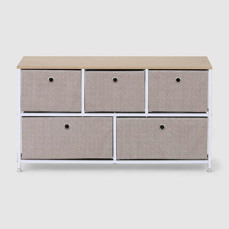 Cataria - Cassettiera bassa in metallo con 5 cassetti