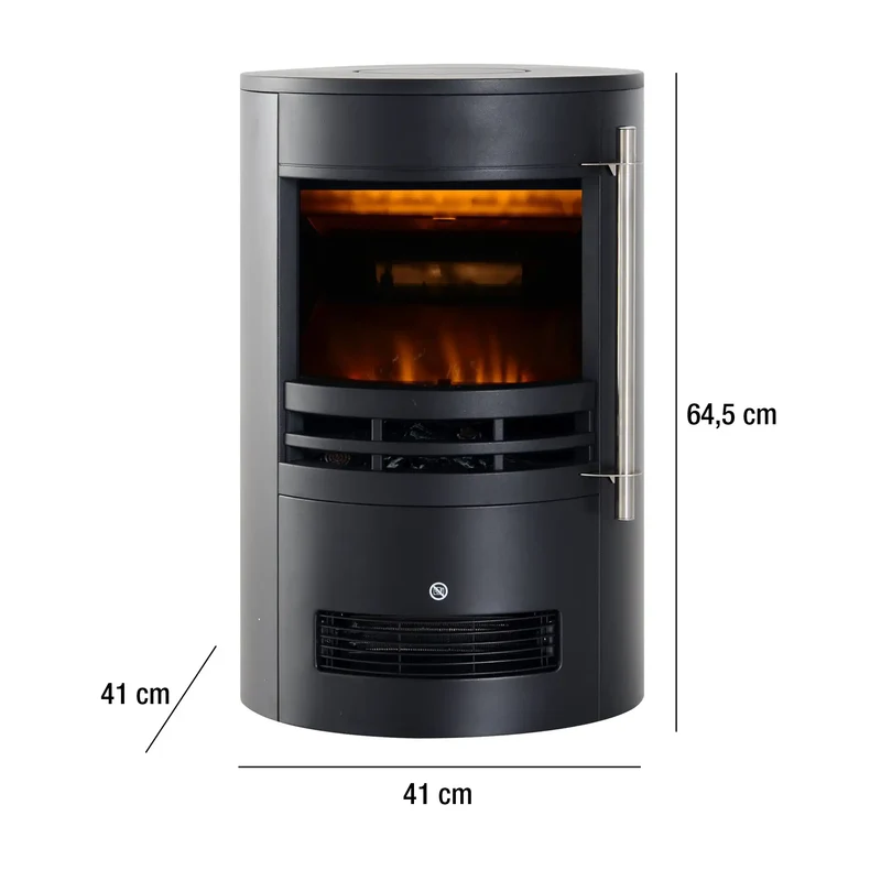 Kiwano - Finto camino elettrico nero con fiamma a led
