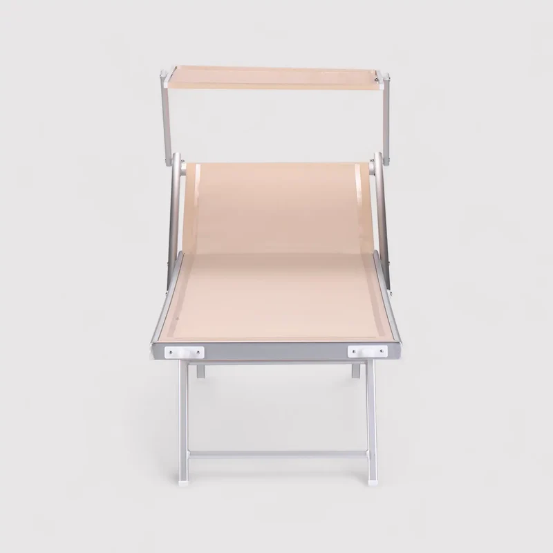 Jambul - Sdraio pieghevole beige con poggiatesta reclinabile