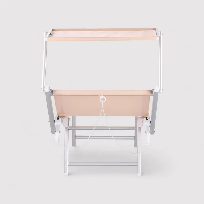 Jambul - Sdraio pieghevole beige con poggiatesta reclinabile