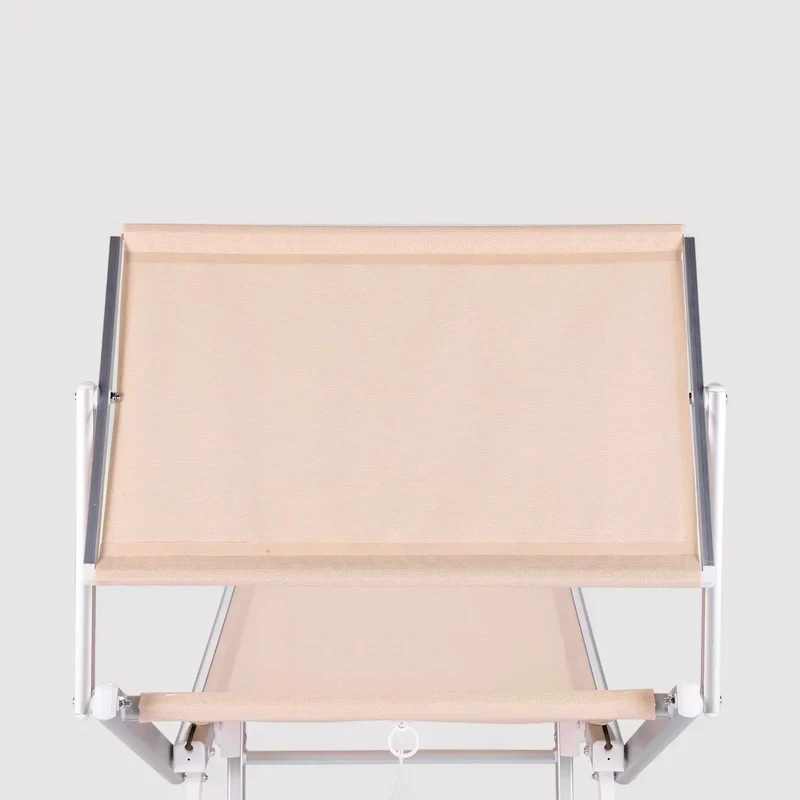Jambul - Sdraio pieghevole beige con poggiatesta reclinabile