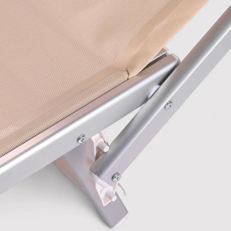 Jambul - Sdraio pieghevole beige con poggiatesta reclinabile