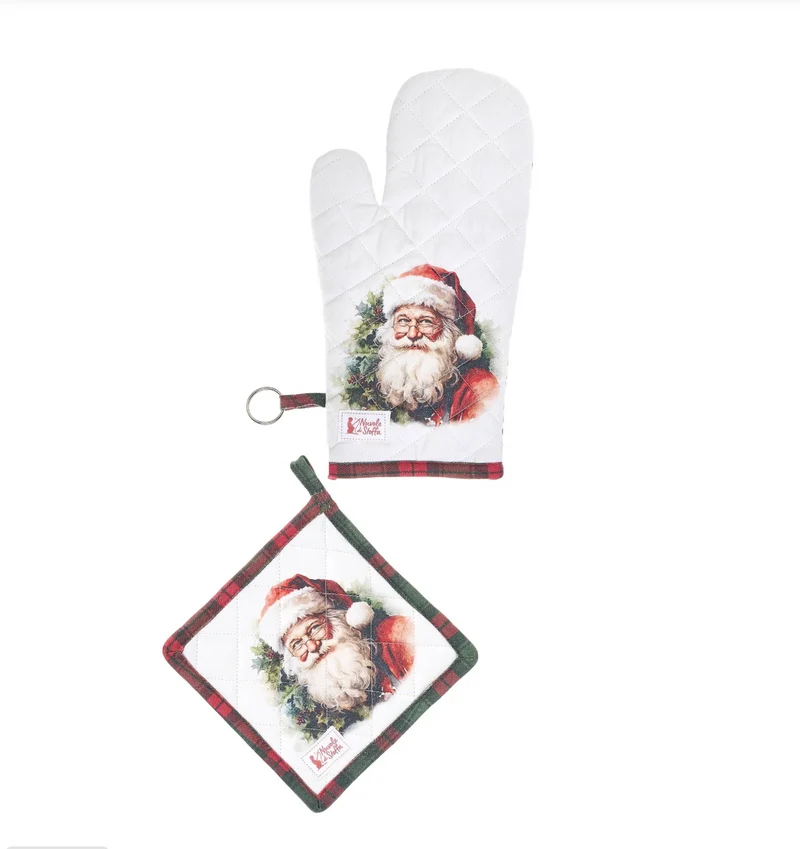 Presina + guantone da forno in cotone - Christmas is coming