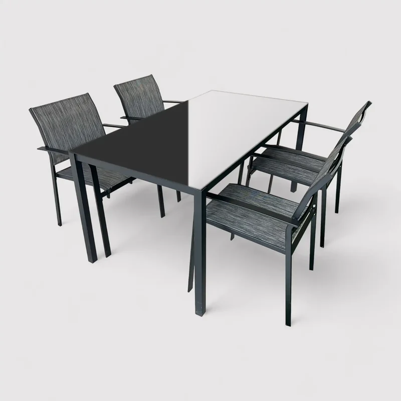 Snobar - Set tavolo da pranzo da esterno con 4 sedie grigio scuro