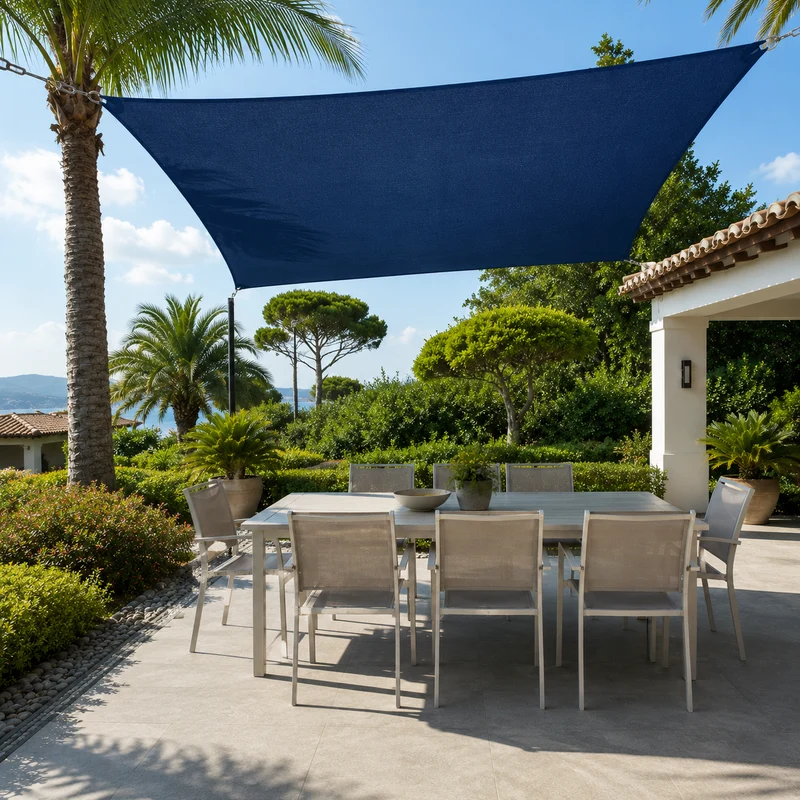 Vela ombreggiante rettangolare in poliestere blu indigo 3x4 m – Curacao
