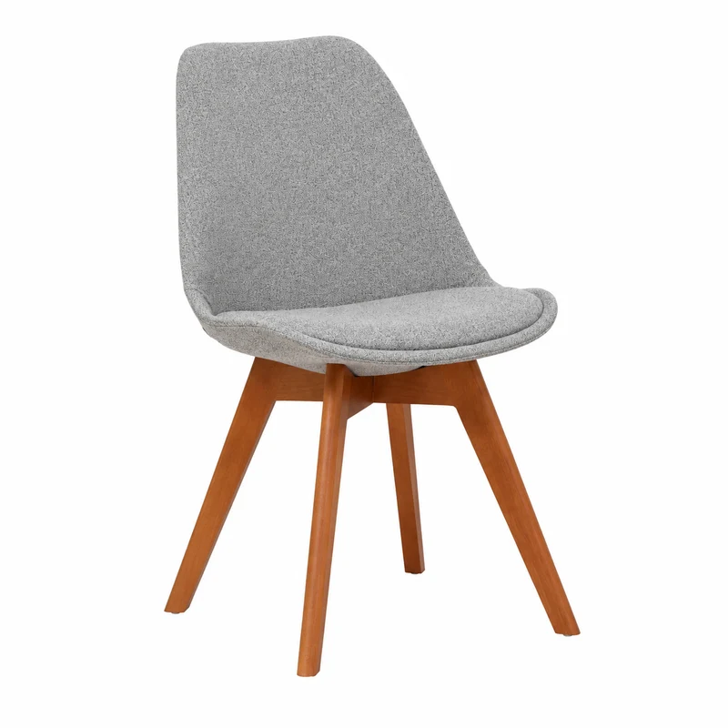 Sedia da pranzo stile vintage in poliestere grigio con gambe in faggio – Baya Vintage