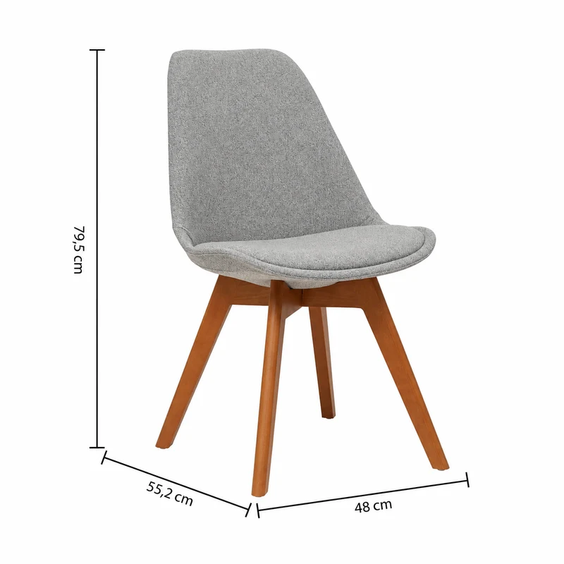 Sedia da pranzo stile vintage in poliestere grigio con gambe in faggio – Baya Vintage