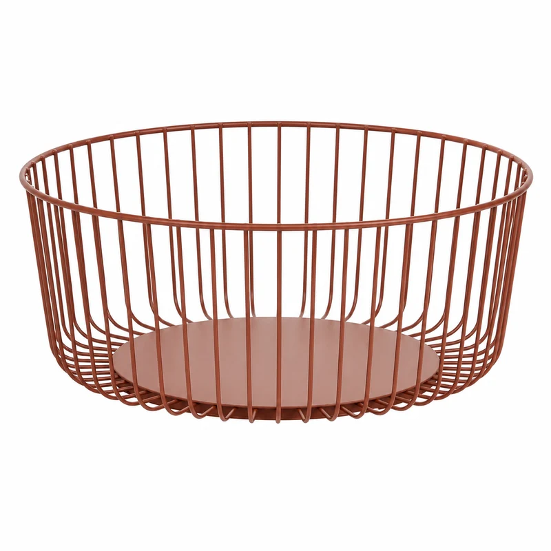 Fruttiera rotonda traforata in metallo terracotta Ø28,5 cm – Filare