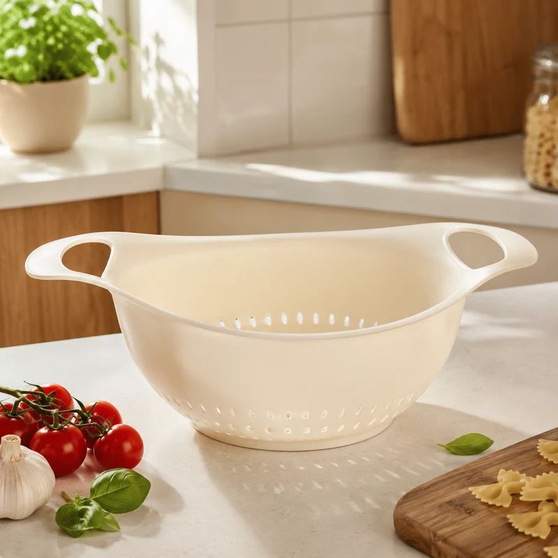 Colino ovale in polipropilene beige con manici 33 cm – Poly