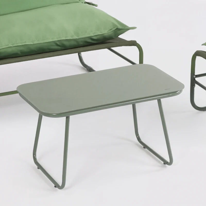 Leran - Set Salotto da giardino 4 posti con tavolo in vetro verde