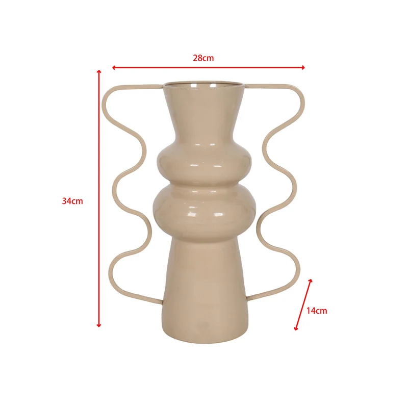 Celandra - Vaso decorativo da interno in metallo beige stile moderno