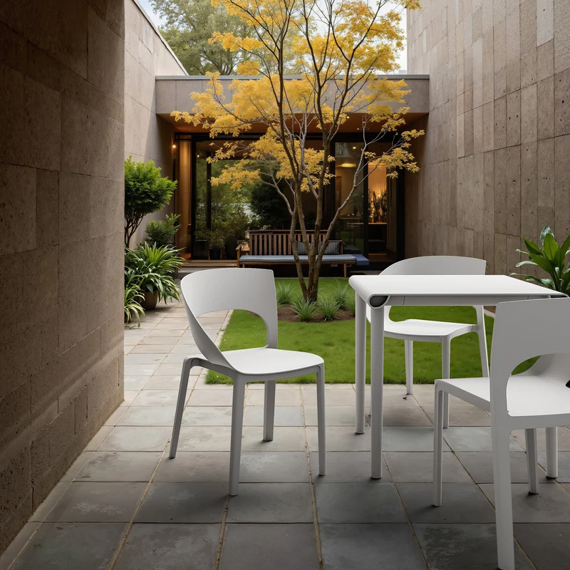 Elune - Set 2 sedie da giardino color bianco crema stile moderno