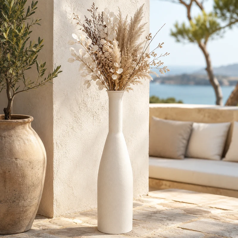 Vaso decorativo slanciato in metallo effetto sabbia h49 cm – Sandy