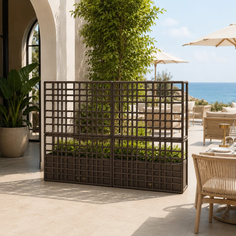 Divisorio modulare da giardino autoportante con fioriera terra – Sipario 3