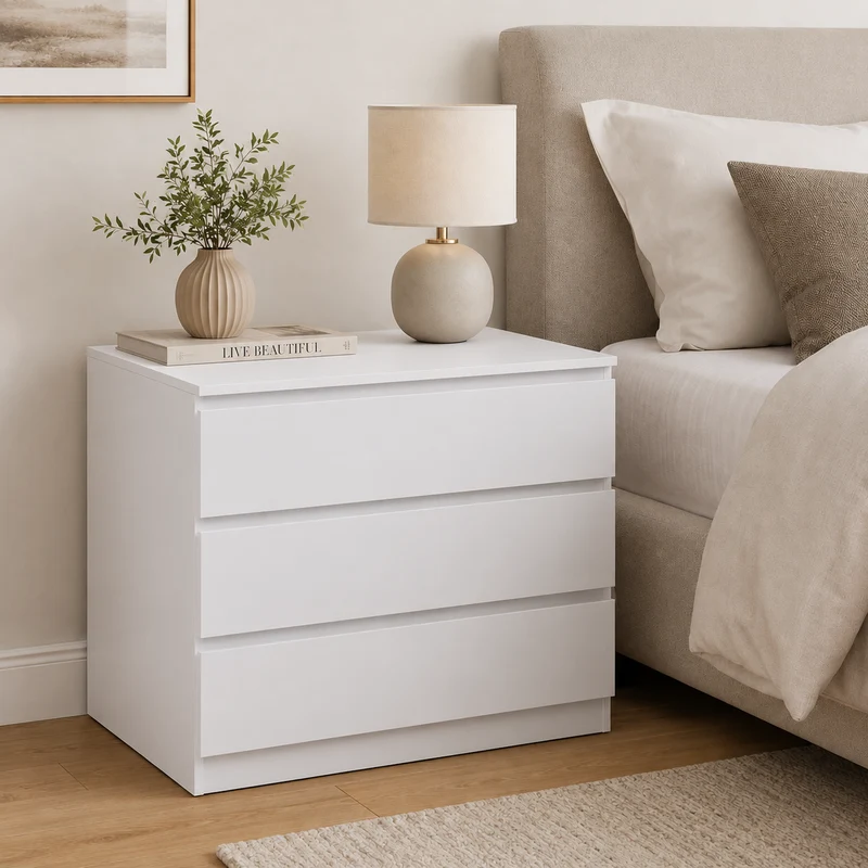 Comodino con 3 cassetti bianco – Dolo