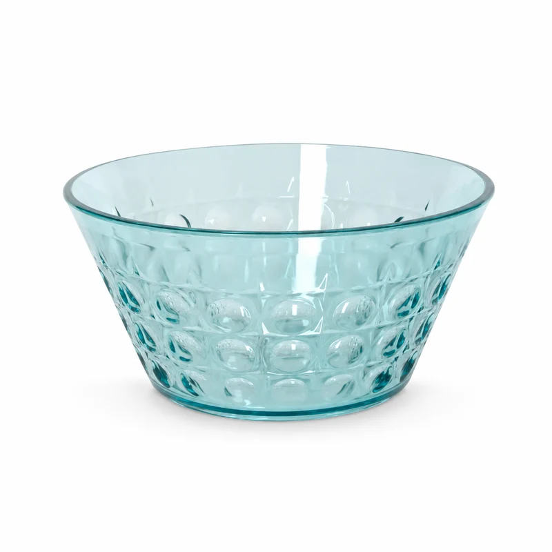 Ciotola tonda in plastica azzurra semitrasparente con texture a bolle – Riviera blue bowl