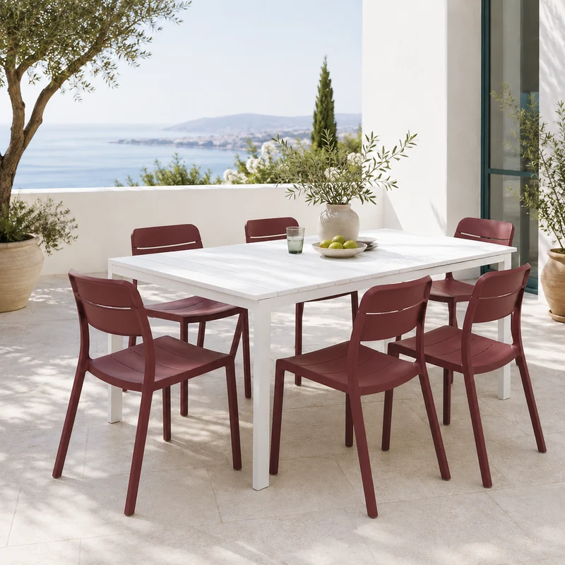 Sedia da giardino monoblocco stile bistrot color borgogna – Cassia