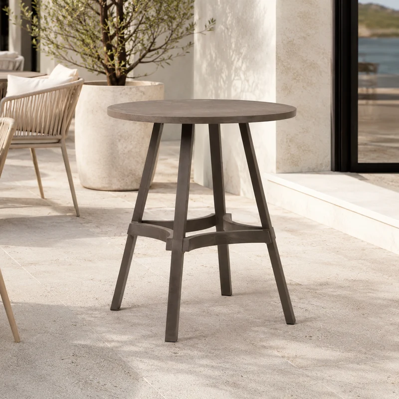 Tavolo da giardino rotondo con gamba centrale color terra – Combo 70