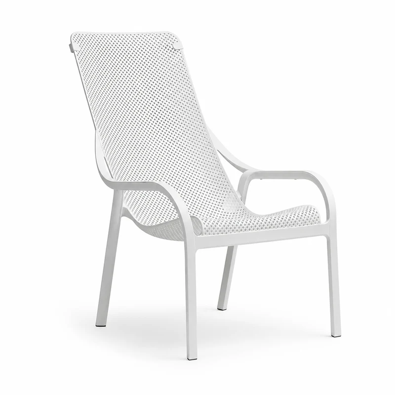 Poltrona lounge da giardino in resina bianca impilabile 61,5x90 cm – Net Lounge
