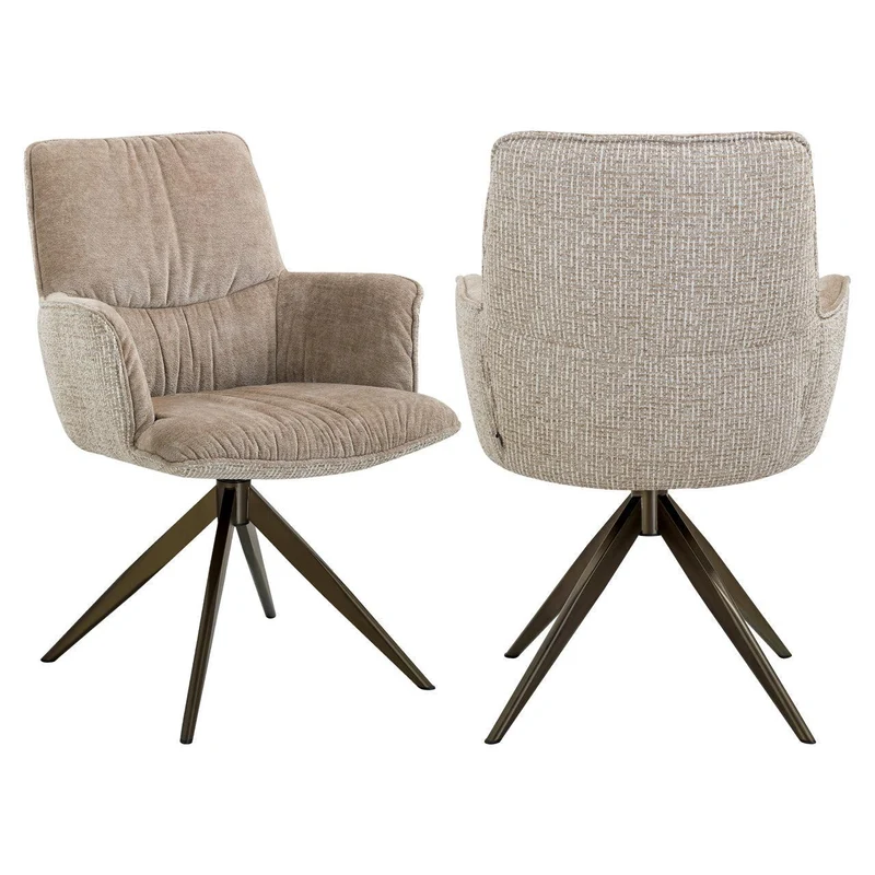 Richmond Interiors Esszimmerstuhl Chase cream blockweave swivel