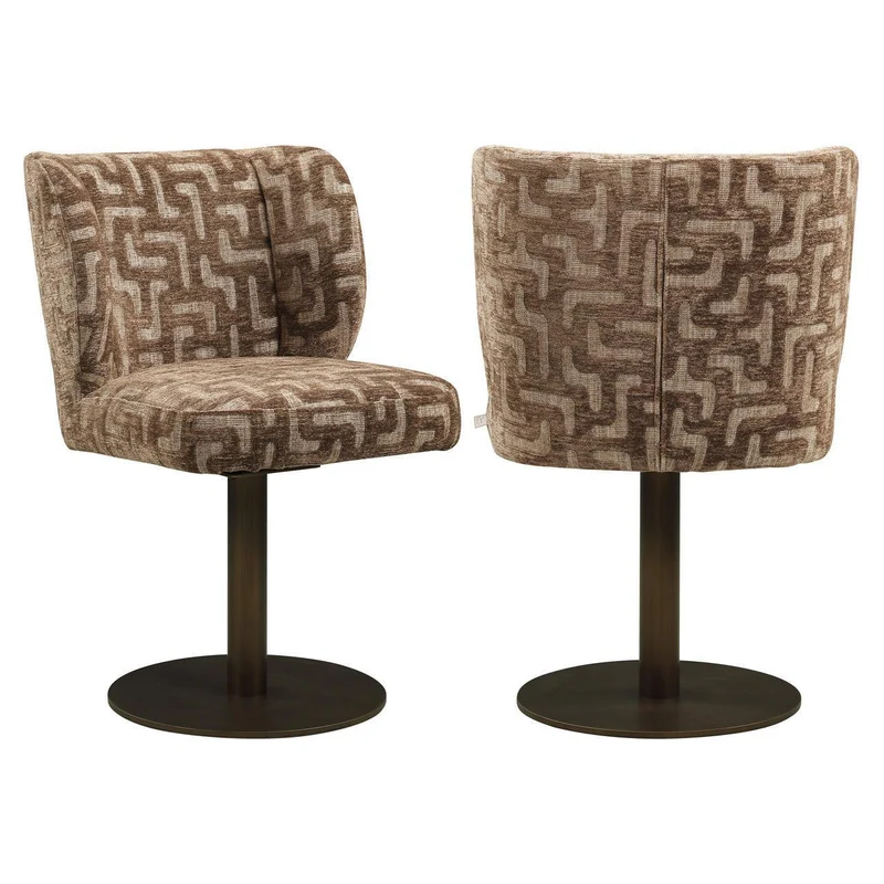 Richmond Interiors Esszimmerstuhl Fiona brown labyrinth swivel