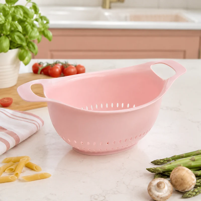Colino ovale in polipropilene rosa con manici 33 cm – Poly