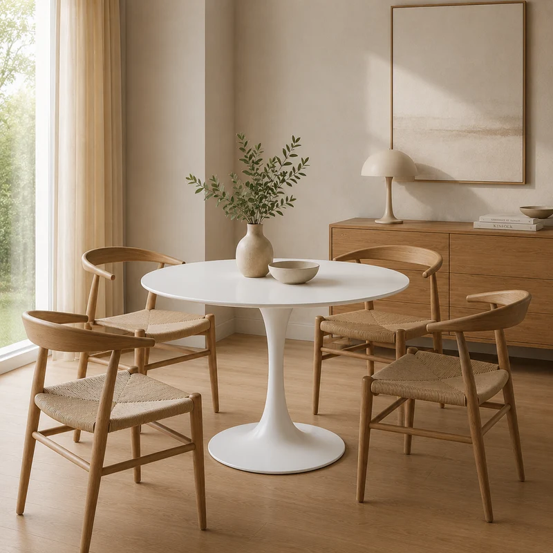 Tavolo rotondo da pranzo bianco con base tulip – Bloom