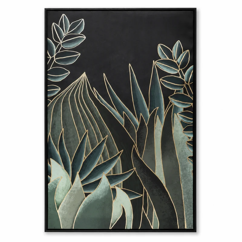 Tela decorativa jungle con effetto foil incorniciata – Selva