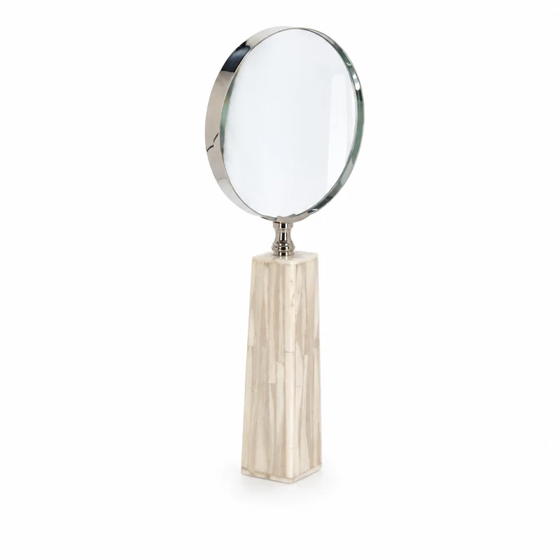 Lente di ingrandimento decorativa in metallo bianco e vetro – Adventure