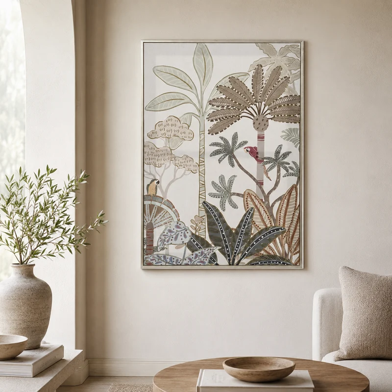 Quadro su tela con illustrazione botanica tropicale 50x70 cm – Deco
