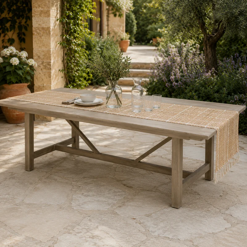 Runner da tavola in erba marina e cotone con frange – Seagrass