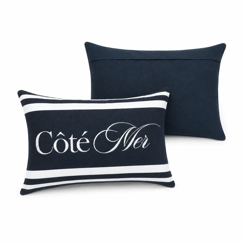 Cuscino decorativo rettangolare a righe marinare blu navy 40x60cm – Côté Mer
