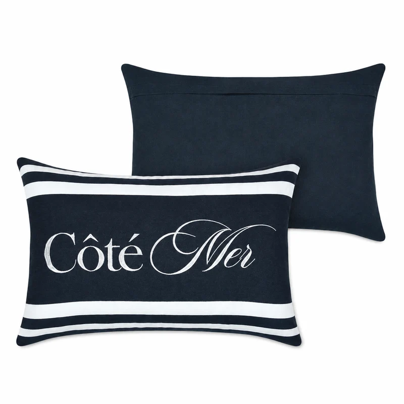 Cuscino decorativo rettangolare a righe marinare blu navy 40x60cm – Côté Mer