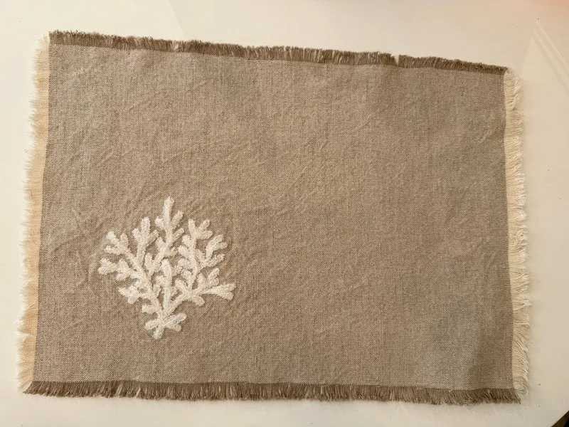 Tovaglietta lino e cotone con corallo