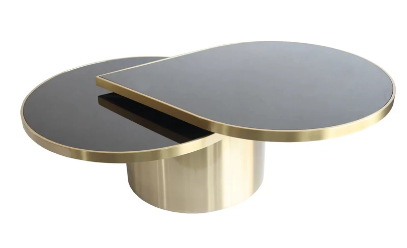 Hazenkamp Couchtisch Drop aus Edelstahl Gold mit schwarzem Glas