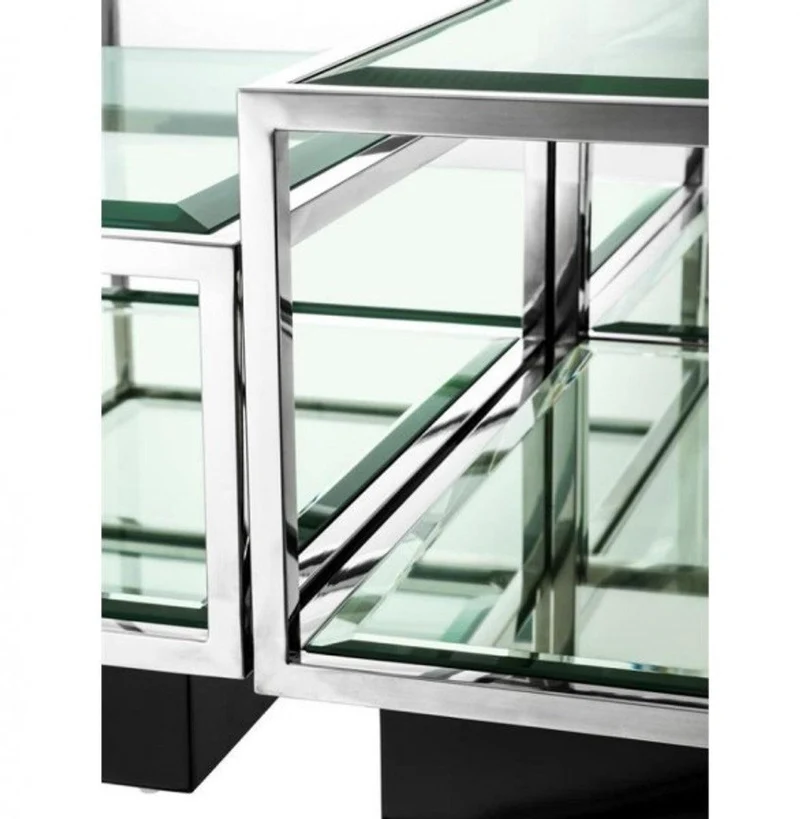 Hazenkamp Couchtisch Lennon 130x130x40cm Silber Klarglas/Spiegel