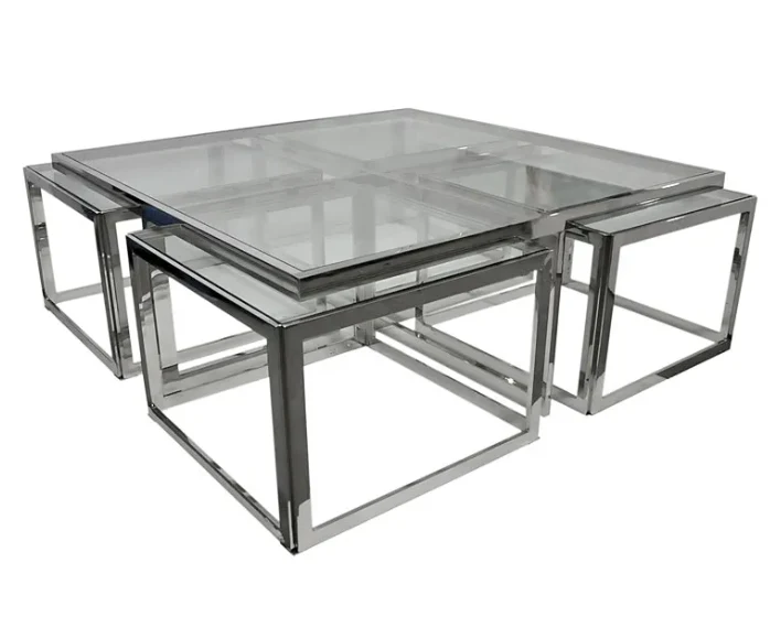 Hazenkamp Couchtisch Rowley 120x120x45cm Silber Klarglas