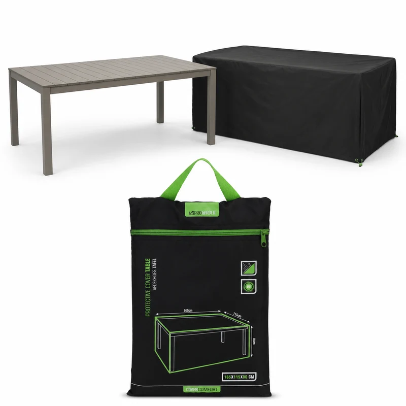 Copertura protettiva per tavolo da giardino nera 165x115x80cm