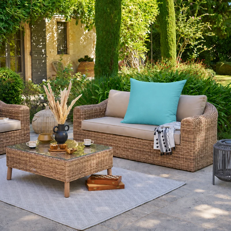 Cuscino Hawai acqua 80x80cm