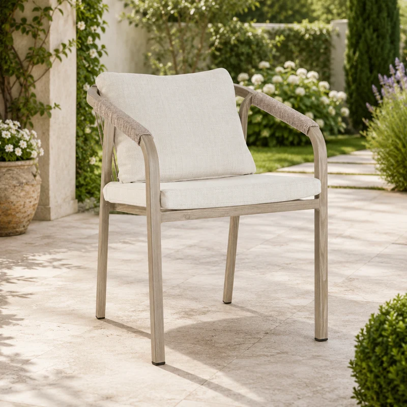 Sedia da giardino con braccioli effetto legno - Kalimera